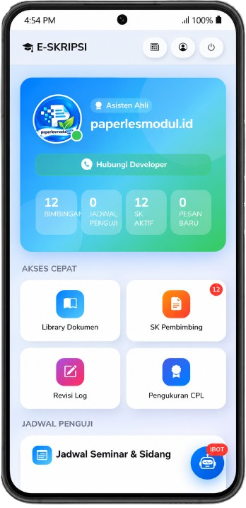 Tangkapan layar dashboard Paperlesmodul.id di HP